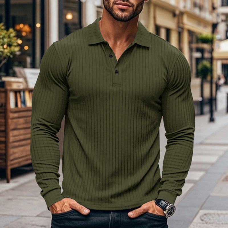 Men's Classic Casual American Lapel Button Long Sleeve