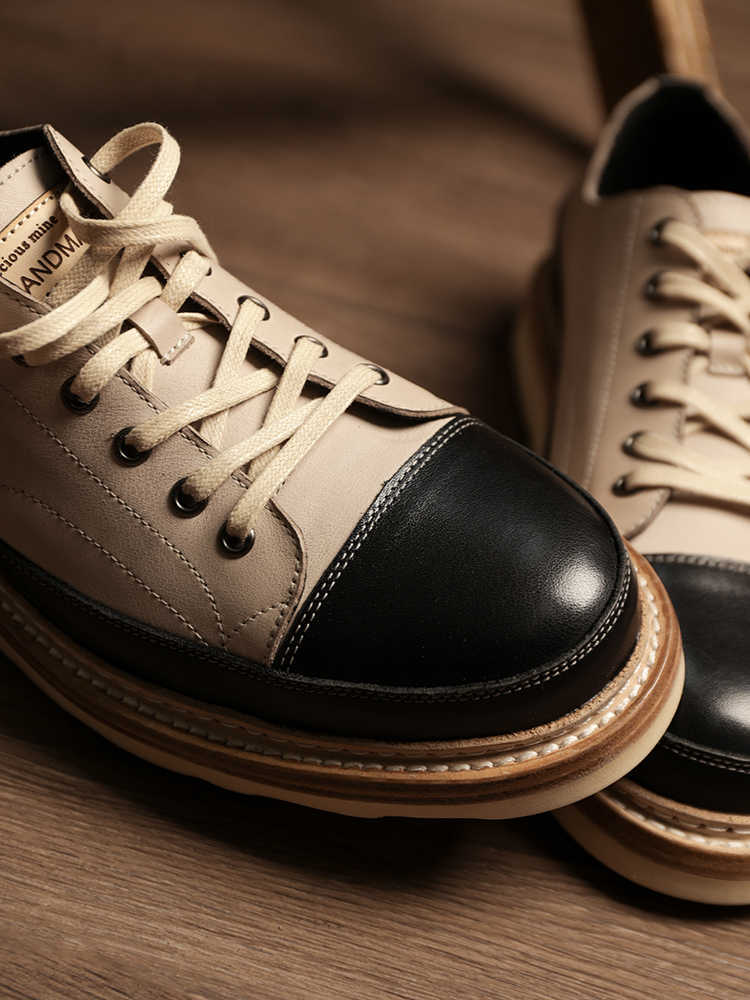 Vintage Vintage Handmade Board Shoes Genuine Leather Platform Casual Shoes