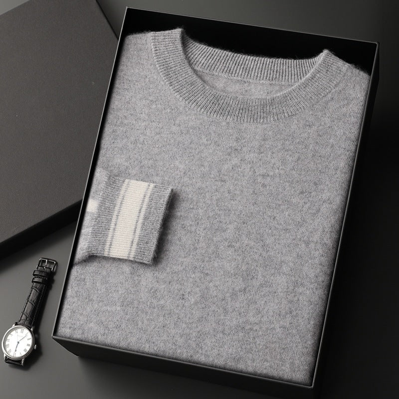 Leisure Sports Cashmere Men's Round Neck Sweater Suit