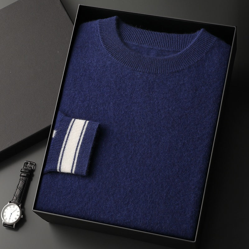 Leisure Sports Cashmere Men's Round Neck Sweater Suit
