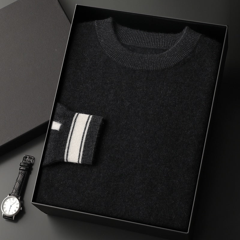 Leisure Sports Cashmere Men's Round Neck Sweater Suit