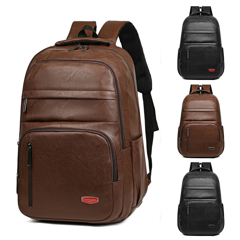 PU Soft Leather Backpack Large Capacity Men