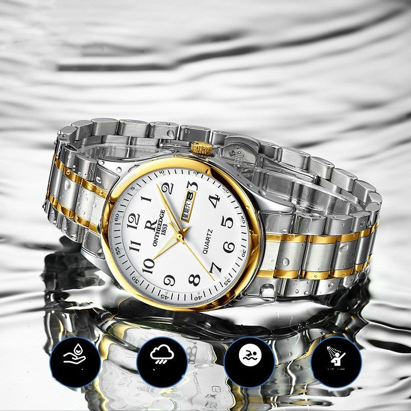 All-steel Double Calendar Middle-aged And Elderly Men's Watch