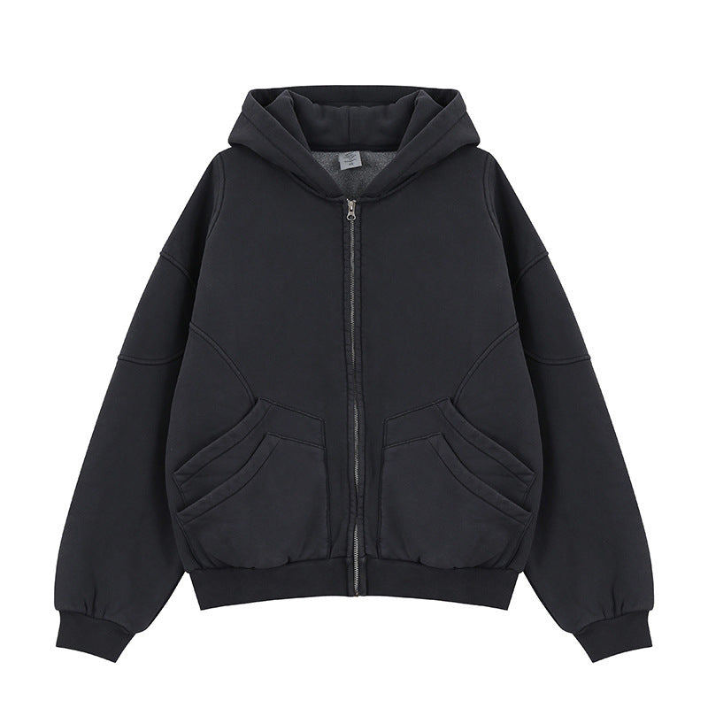 Velvet Padded Hooded Sweatshirt Casual Jacket For Men