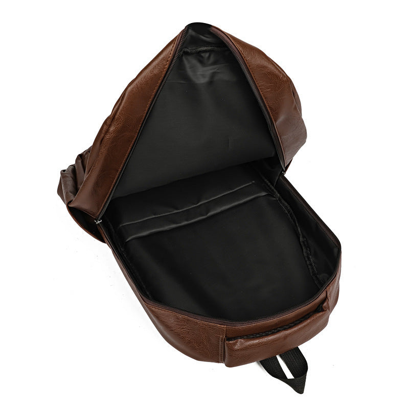 PU Soft Leather Backpack Large Capacity Men